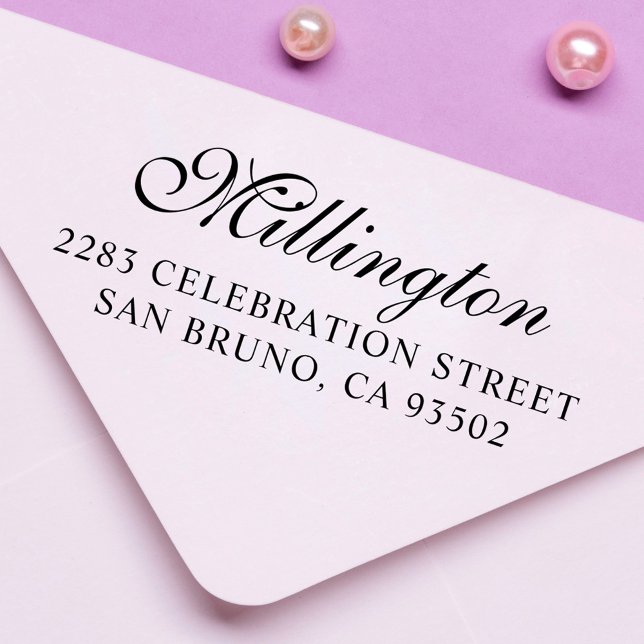 Carimbo De Borracha Nome da Família Calligráfico Script e Endereço de  (Criador carregado)