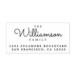 Carimbo De Borracha Nome da família Chic Script Return Address