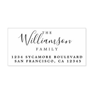Carimbo De Borracha Nome da família Chic Script Return Address