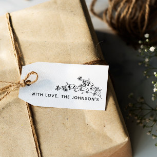 Carimbo De Borracha Nome da Família Com Amor Floral Desenhado à Mão