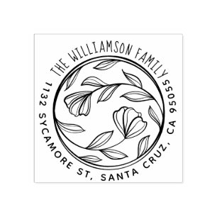 Carimbo De Borracha Nome da família com letra de mão Endereço de devol