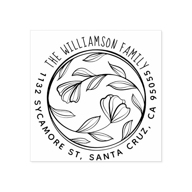 Carimbo De Borracha Nome da família com letra de mão Endereço de devol (Impressão)