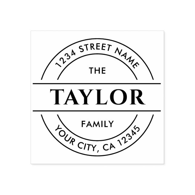 Carimbo De Borracha Nome da família | Crie Seu Próprio Endereço De Dev (Impressão)