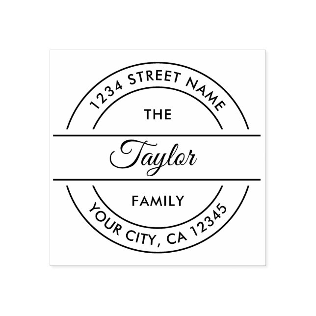 Carimbo De Borracha Nome da família | Crie Seu Próprio Endereço De Dev (Impressão)