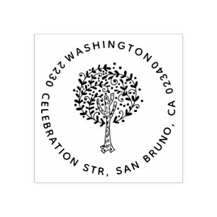 Carimbo De Borracha Nome da família da árvore cortante Endereço de dev