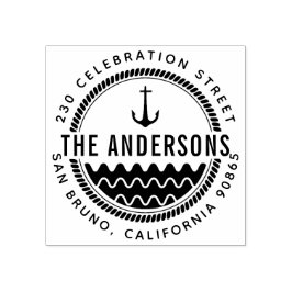 Carimbo De Borracha Nome da família de ancoragem náutica e endereço de
