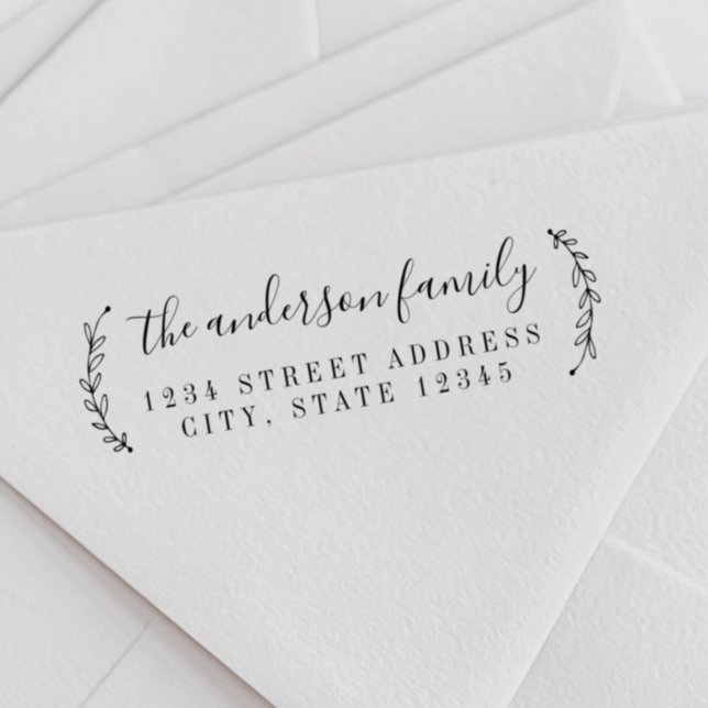 Carimbo De Borracha Nome da Família de Caligrafia Botânica Endereço de (Criador carregado)