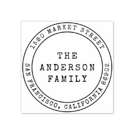 Carimbo De Borracha Nome da família de estilo Vintage e endereço de re