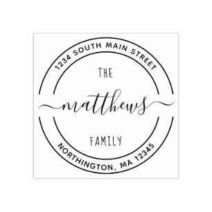 Carimbo De Borracha Nome da Família de Script 8 Rodar Endereço de Reto