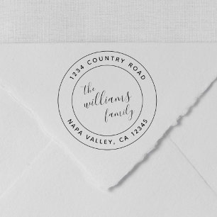 Carimbo De Borracha Nome da Família de Script Personalizado Endereço d