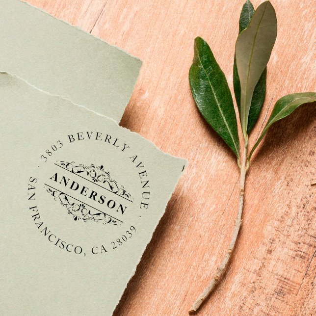 Carimbo De Borracha Nome da família | Deco Flourar Endereço de Devoluç (Criador carregado)