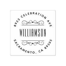 Carimbo De Borracha Nome da família Deco Simples Endereço de devolução