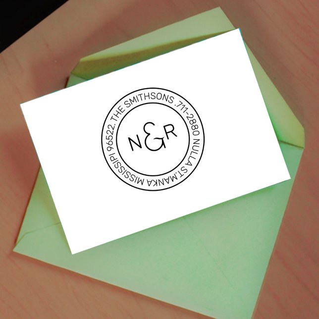 Carimbo De Borracha Nome da Família do Monograma Moderno Clássico Ende (Criador carregado)