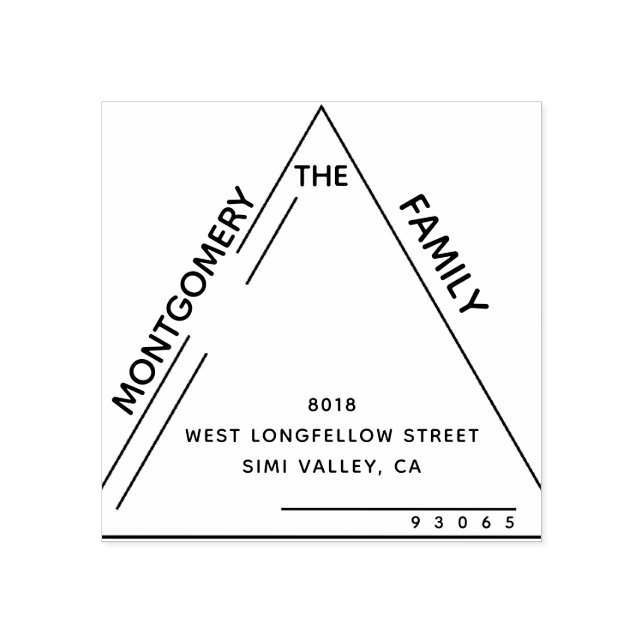 Carimbo De Borracha Nome da Família do Triângulo Chic (Impressão)