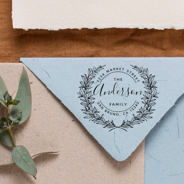 Carimbo De Borracha Nome Da Família Endereço De Ferida Redonda Redonda (Criador carregado)