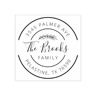 Carimbo De Borracha Nome da família Endereço de retorno Logotipo redon