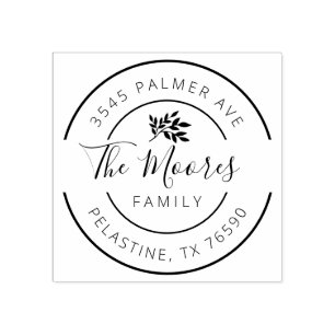 Carimbo De Borracha Nome da família Endereço de retorno Logotipo redon