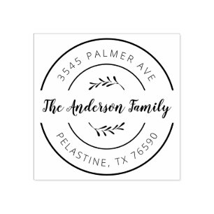 Carimbo De Borracha Nome da família Endereço de retorno Logotipo redon