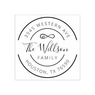 Carimbo De Borracha Nome da família Endereço de retorno redondo, Amor