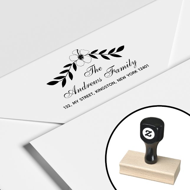 Carimbo De Borracha Nome da Família Floral Elegante Folha (Criador carregado)