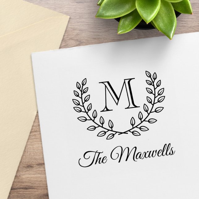 Carimbo De Borracha Nome da Família Inicial do Monograma Duplo (Criador carregado)