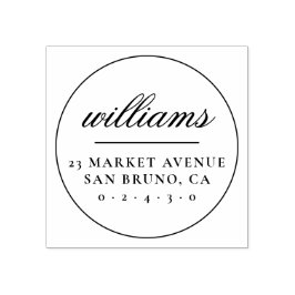 Carimbo De Borracha Nome da família minimalista formal Endereço de dev