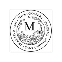 Nome da Família Monograma Floral e Endereço de Ret