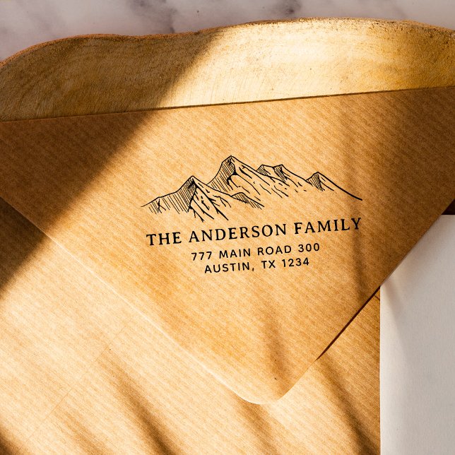 Carimbo De Borracha Nome da família Mountain Endereço de devolução (Criador carregado)