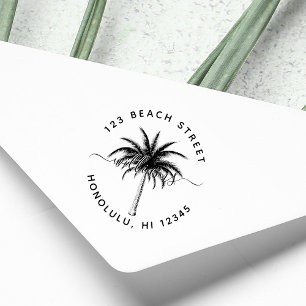 Carimbo De Borracha Nome da Família Palm Tree Endereço de devoluçã