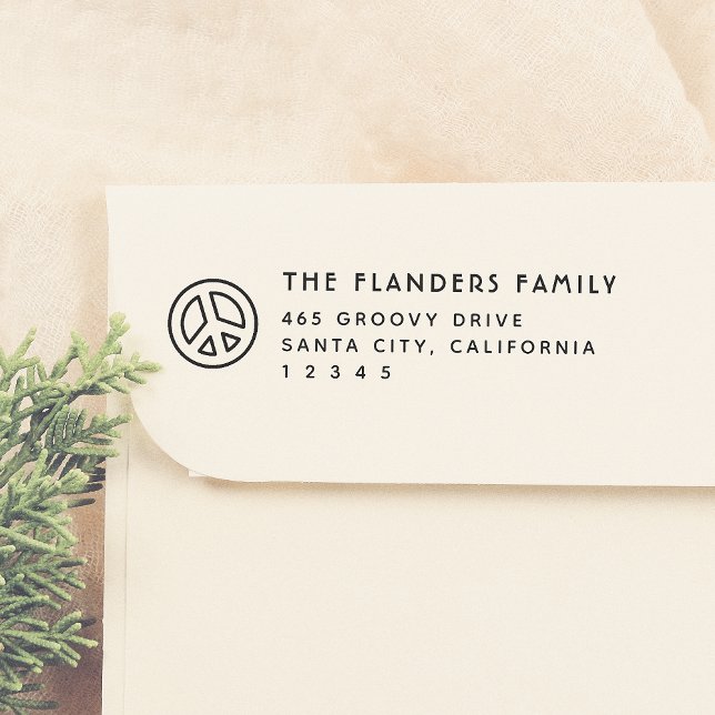 Carimbo De Borracha Nome da Família Peace Groovy Sans-Serif Endereço d (Criador carregado)