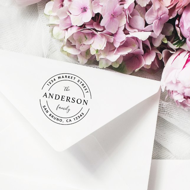 Carimbo De Borracha Nome da Família Personalizada | Endereço de devolu (Criador carregado)