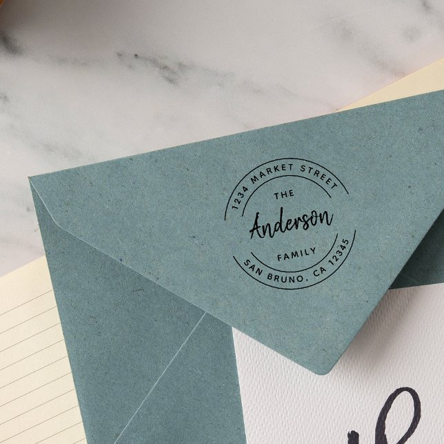 Carimbo De Borracha Nome da Família Personalizada | Endereço para devo (Criador carregado)