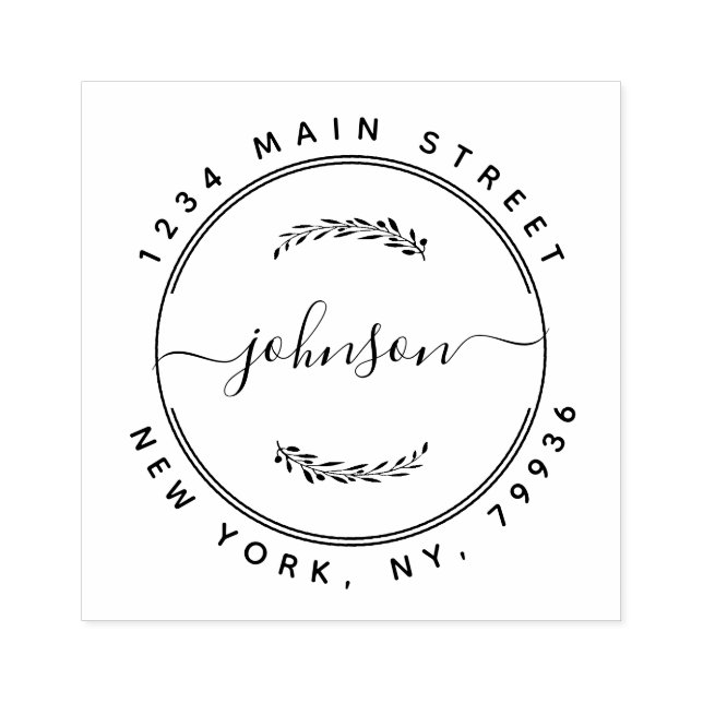 Carimbo De Borracha Nome da família personalizada Round Retorno Endere (Impressão)