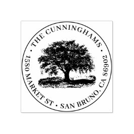 Carimbo De Borracha Nome da Família Redonda da Árvore Desenhada à Mão 