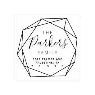 Carimbo De Borracha Nome da família Retornar Endereço Logotipo da amên