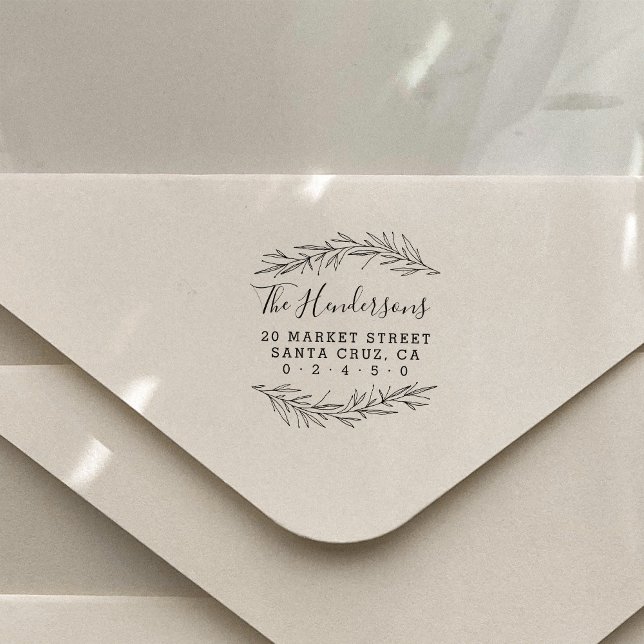 Carimbo De Borracha Nome da Família Rustic Script Endereço de Retorno  (Criador carregado)