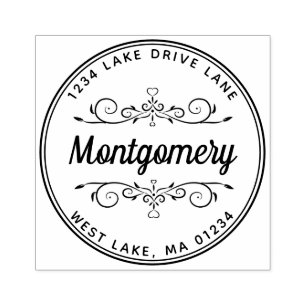 Carimbo De Borracha Nome de família moderno do roteiro do coração d