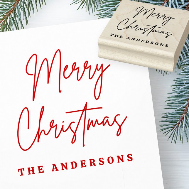 Carimbo De Borracha Nome de script manuscrito de Feliz Natal (Merry Christmas handwritten script name Rubber Stamp)