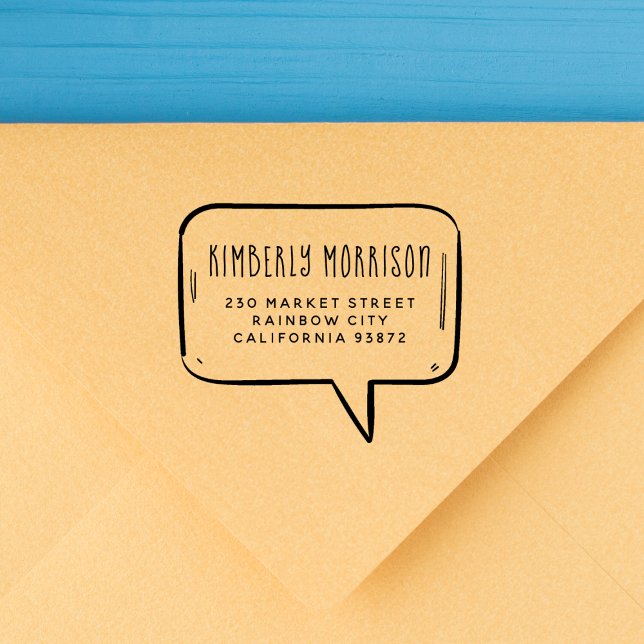 Carimbo De Borracha Nome do Balão de Fala e Endereço (Rubber Stamp Mock-up)