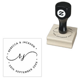 Carimbo De Borracha Nome do casal inicial Glyph Script Salve a data