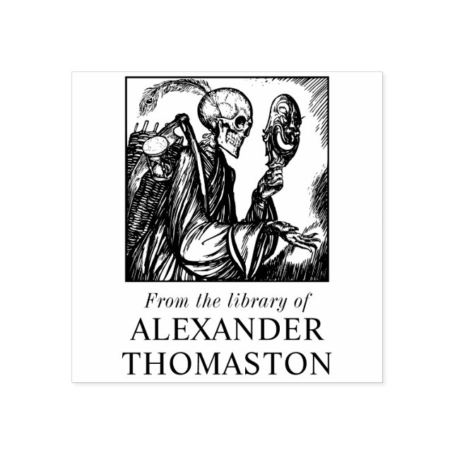 Carimbo De Borracha Nome do Livro da Biblioteca de Máscaras do Esquele (Impressão)