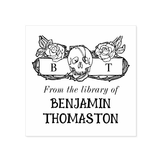 Carimbo De Borracha Nome do Livro da Biblioteca de Rosas Góticos Vinta (Impressão)