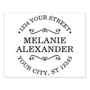 Carimbo De Borracha Nome do Monograma do Endereço de Devolução da Emba