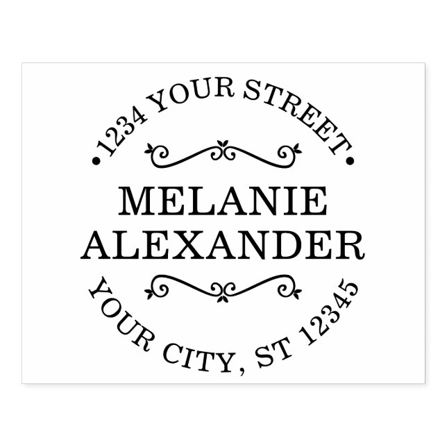 Carimbo De Borracha Nome do Monograma do Endereço de Devolução da Emba (Impressão)