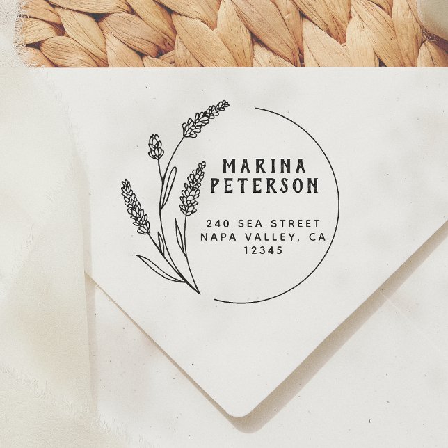 Carimbo De Borracha Nome do Quadro Botânico Elegante Sobrenome Endereç (Criador carregado)