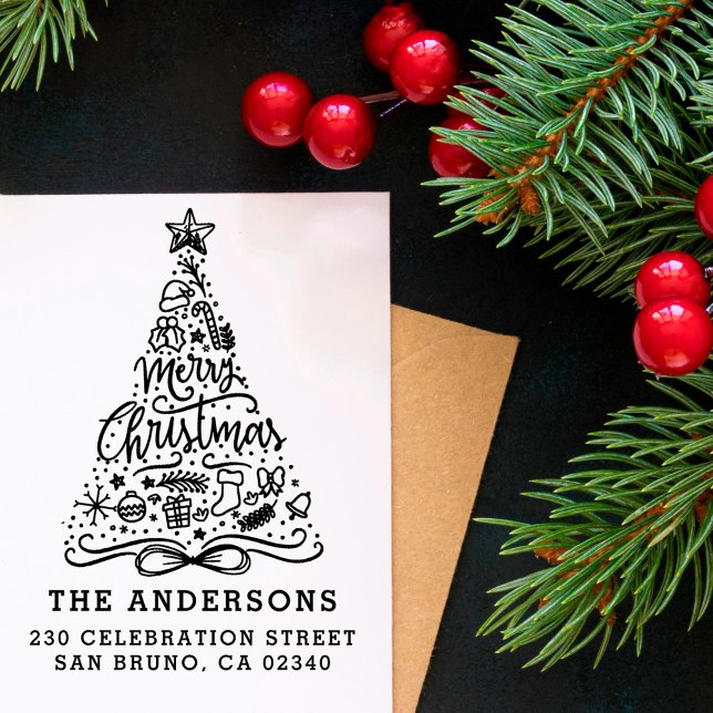 Carimbo De Borracha Nome e endereço de devolução da carta de Natal fel (Criador carregado)