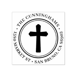 Carimbo De Borracha Nome e endereço de devolução da família Christian 