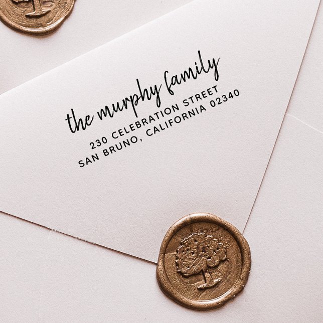 Carimbo De Borracha Nome e endereço de devolução da família de scripts (Rubber Stamp Mock-up)