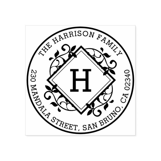 Carimbo De Borracha Nome e Endereço de Devolução da Família Retro Botâ (Impressão)