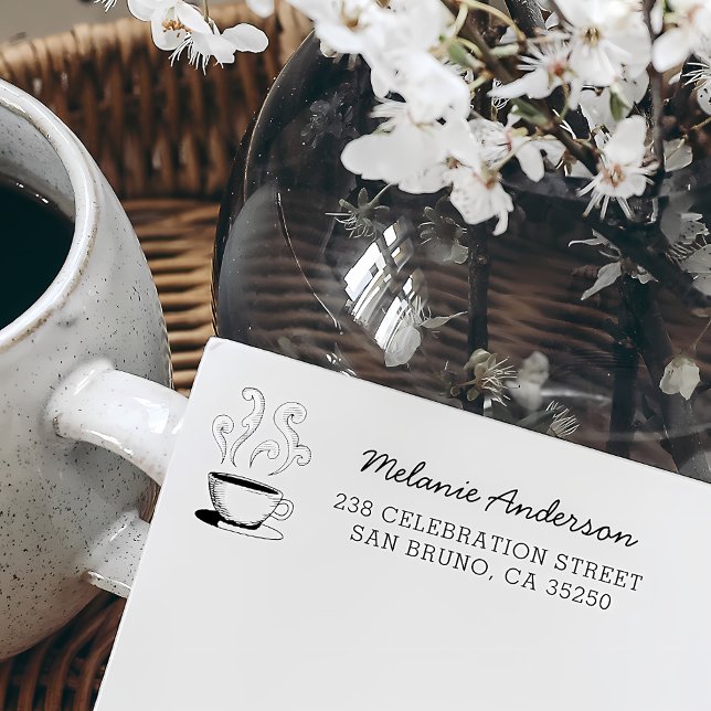 Carimbo De Borracha Nome e endereço de devolução da Taça de Café desen (Criador carregado)